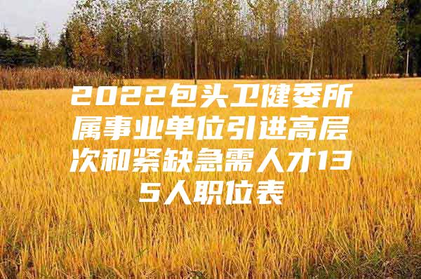 2022包头卫健委所属事业单位引进高层次和紧缺急需人才135人职位表
