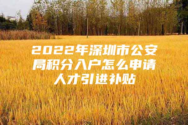 2022年深圳市公安局积分入户怎么申请人才引进补贴
