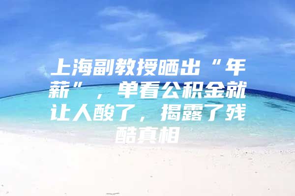 上海副教授晒出“年薪”，单看公积金就让人酸了，揭露了残酷真相