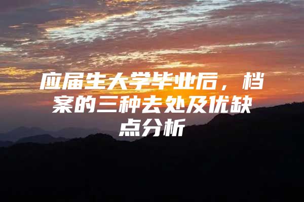 应届生大学毕业后，档案的三种去处及优缺点分析