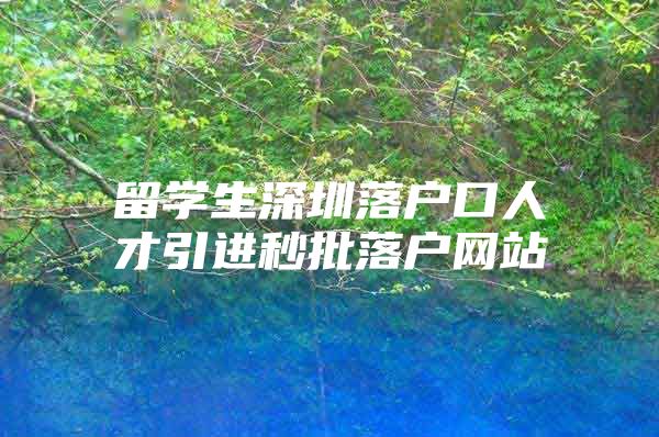 留学生深圳落户口人才引进秒批落户网站