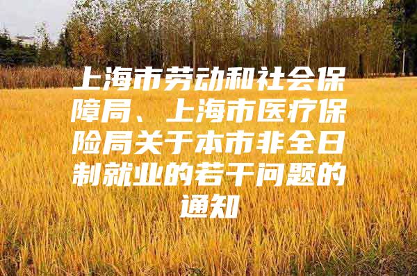 上海市劳动和社会保障局、上海市医疗保险局关于本市非全日制就业的若干问题的通知
