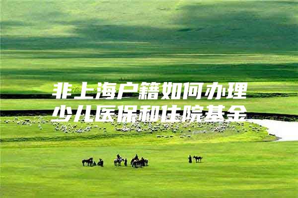 非上海户籍如何办理少儿医保和住院基金