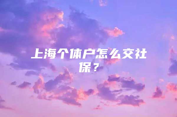 上海个体户怎么交社保？