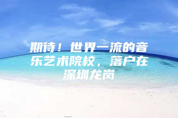 期待！世界一流的音乐艺术院校，落户在深圳龙岗