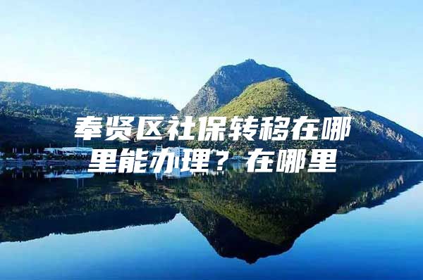 奉贤区社保转移在哪里能办理？在哪里