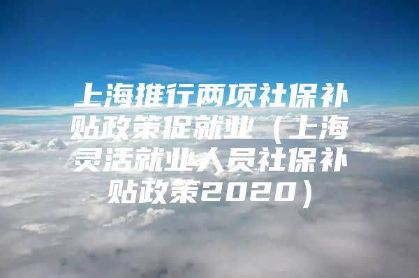 上海推行两项社保补贴政策促就业（上海灵活就业人员社保补贴政策2020）