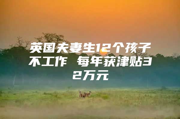 英国夫妻生12个孩子不工作 每年获津贴32万元