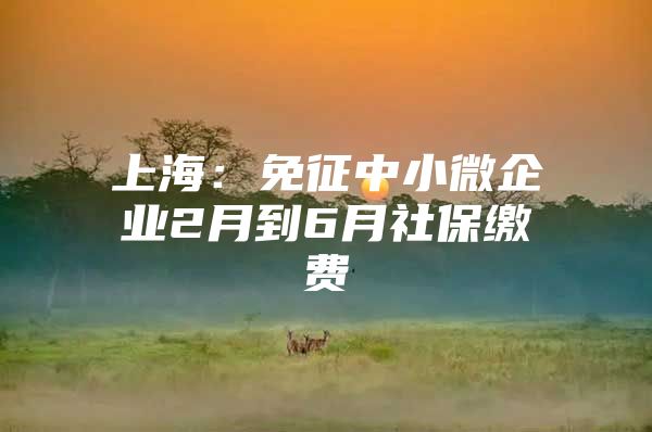 上海：免征中小微企业2月到6月社保缴费