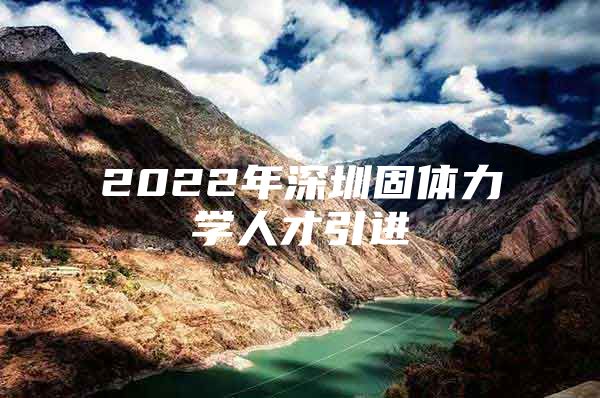 2022年深圳固体力学人才引进