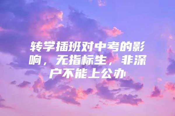 转学插班对中考的影响，无指标生，非深户不能上公办