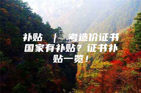 补贴 ｜ 考造价证书国家有补贴？证书补贴一览！