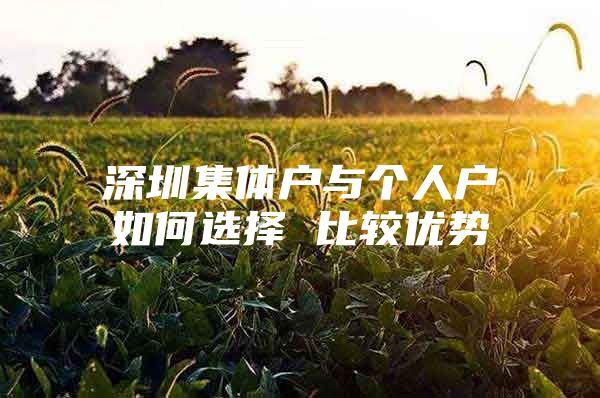 深圳集体户与个人户如何选择 比较优势