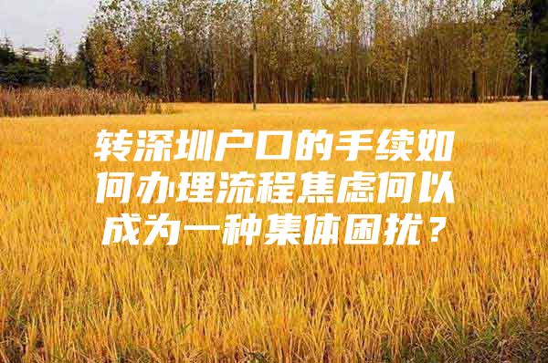 转深圳户口的手续如何办理流程焦虑何以成为一种集体困扰？