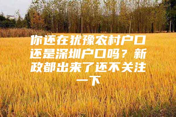 你还在犹豫农村户口还是深圳户口吗？新政都出来了还不关注一下