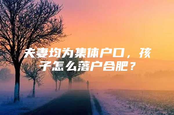 夫妻均为集体户口，孩子怎么落户合肥？