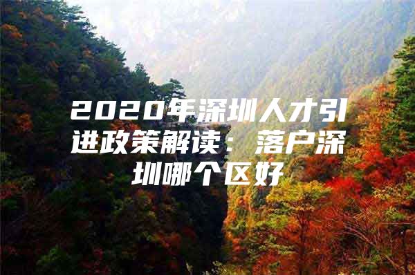 2020年深圳人才引进政策解读：落户深圳哪个区好