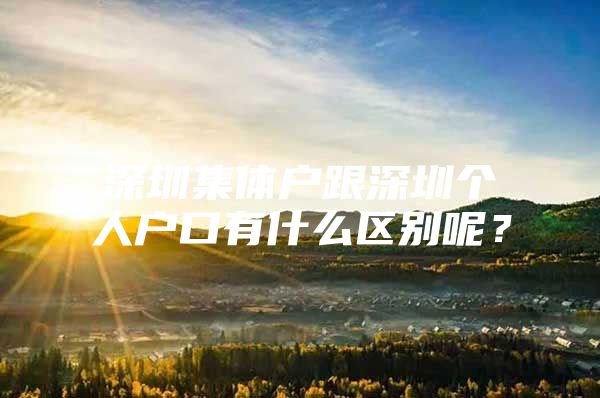 深圳集体户跟深圳个人户口有什么区别呢？