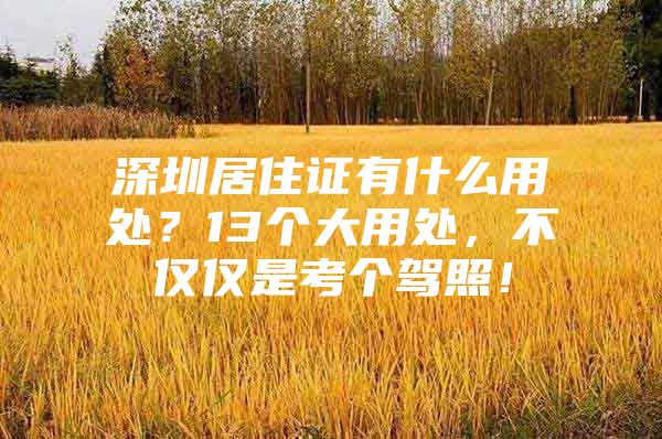 深圳居住证有什么用处？13个大用处，不仅仅是考个驾照！