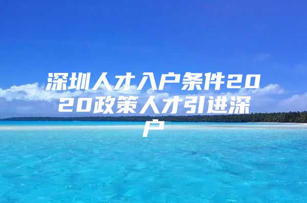 深圳人才入户条件2020政策人才引进深户