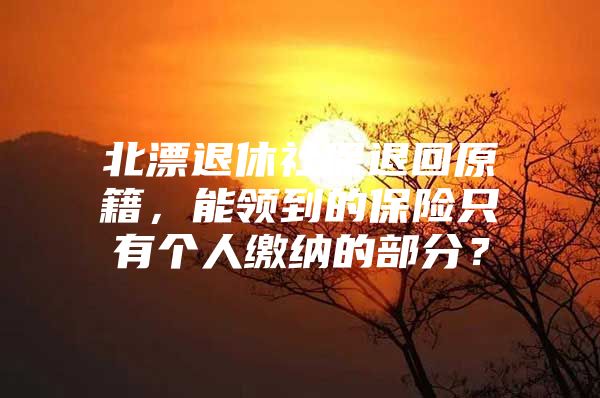 北漂退休社保退回原籍，能领到的保险只有个人缴纳的部分？