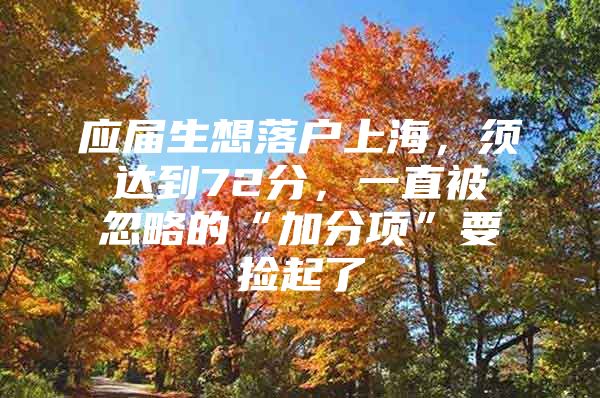 应届生想落户上海，须达到72分，一直被忽略的“加分项”要捡起了