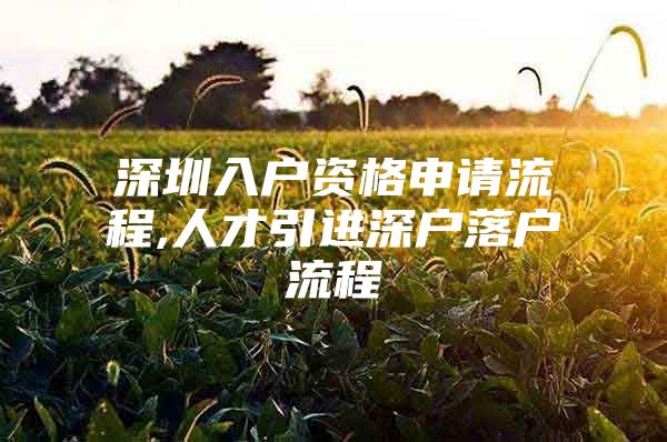 深圳入户资格申请流程,人才引进深户落户流程