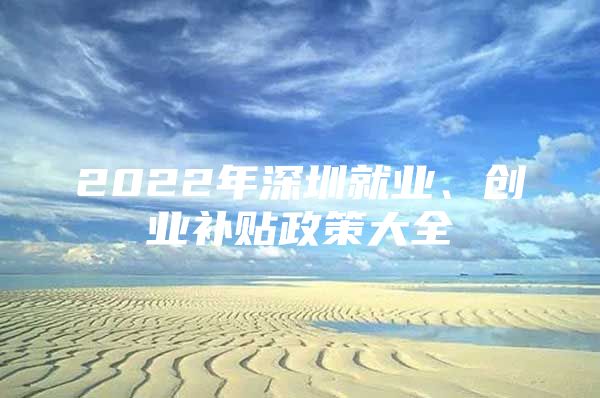 2022年深圳就业、创业补贴政策大全