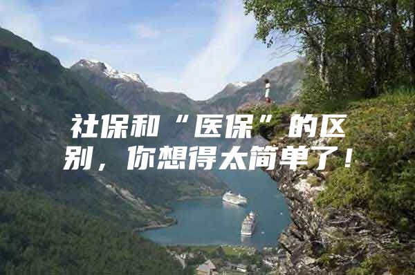 社保和“医保”的区别，你想得太简单了！