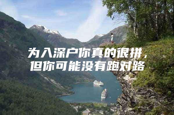 为入深户你真的很拼，但你可能没有跑对路