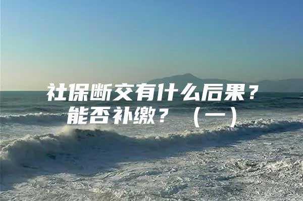 社保断交有什么后果？能否补缴？（一）