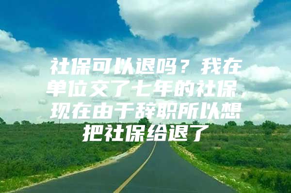 社保可以退吗？我在单位交了七年的社保，现在由于辞职所以想把社保给退了