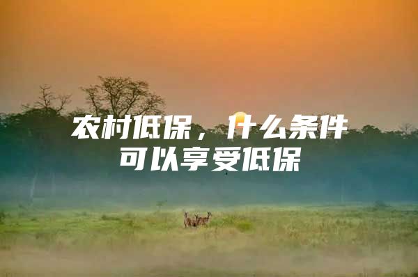 农村低保，什么条件可以享受低保