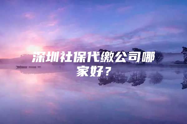深圳社保代缴公司哪家好？