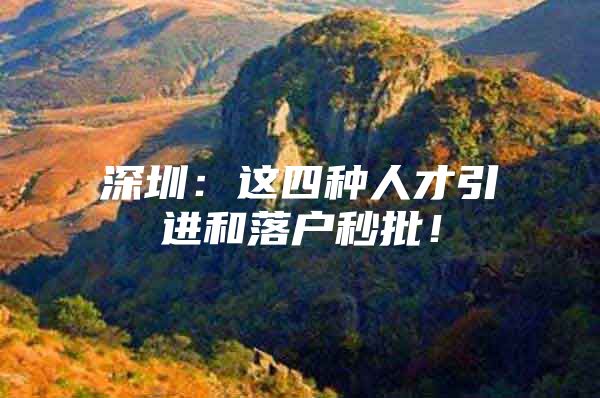 深圳：这四种人才引进和落户秒批！