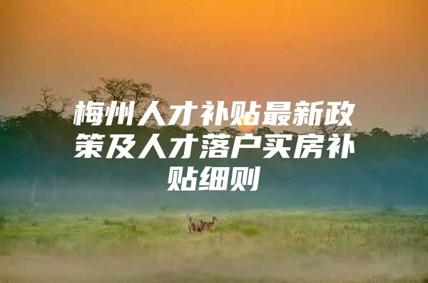 梅州人才补贴最新政策及人才落户买房补贴细则