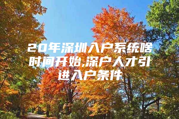 20年深圳入户系统啥时间开始,深户人才引进入户条件