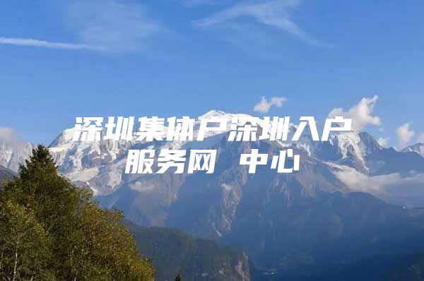 深圳集体户深圳入户服务网 中心