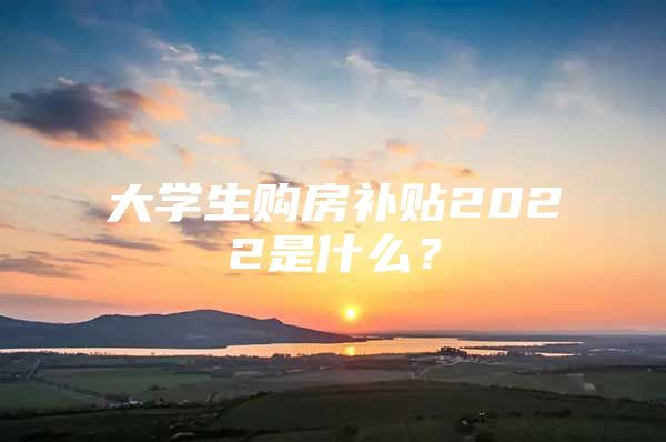 大学生购房补贴2022是什么？