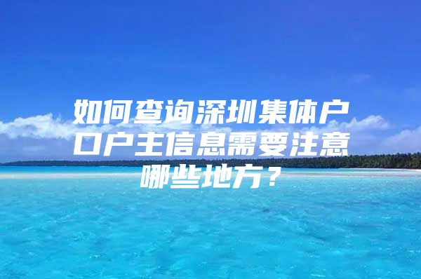 如何查询深圳集体户口户主信息需要注意哪些地方？