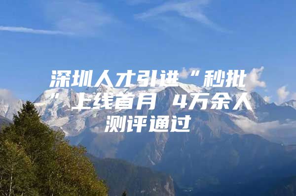 深圳人才引进“秒批”上线首月 4万余人测评通过