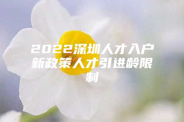 2022深圳人才入户新政策人才引进龄限制