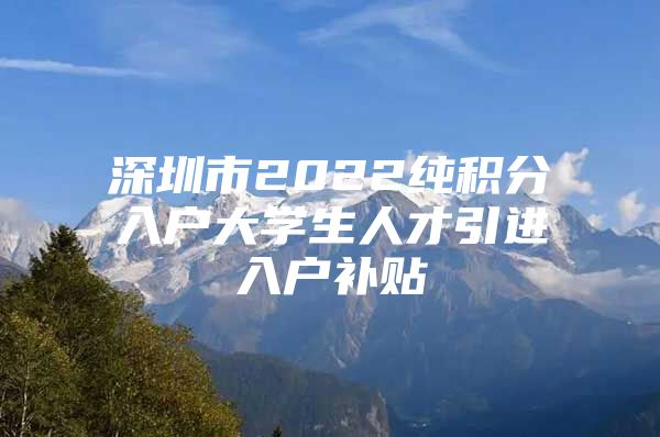 深圳市2022纯积分入户大学生人才引进入户补贴