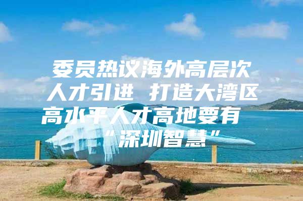 委员热议海外高层次人才引进 打造大湾区高水平人才高地要有“深圳智慧”