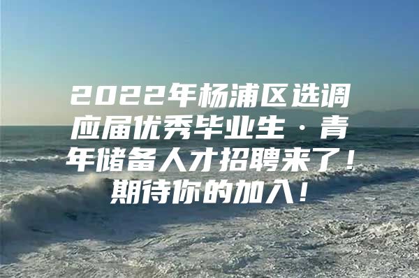 2022年杨浦区选调应届优秀毕业生·青年储备人才招聘来了！期待你的加入！