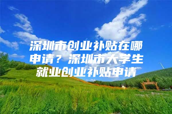深圳市创业补贴在哪申请？深圳市大学生就业创业补贴申请