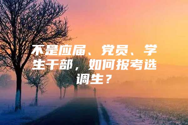 不是应届、党员、学生干部，如何报考选调生？