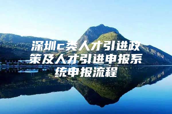 深圳c类人才引进政策及人才引进申报系统申报流程