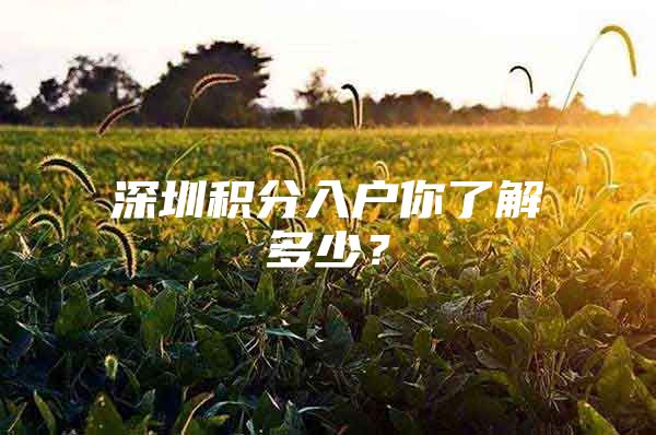 深圳积分入户你了解多少？