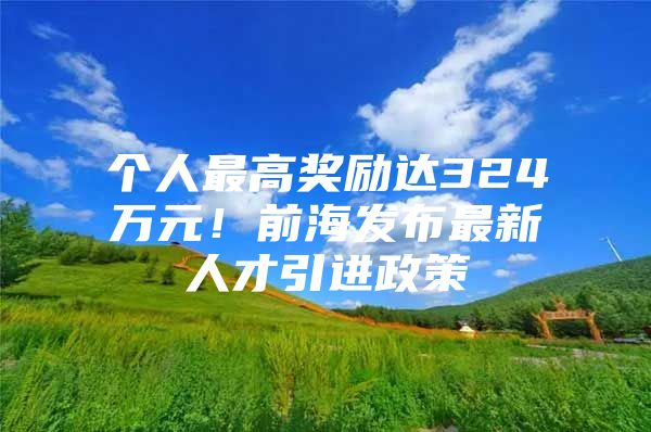 个人最高奖励达324万元！前海发布最新人才引进政策